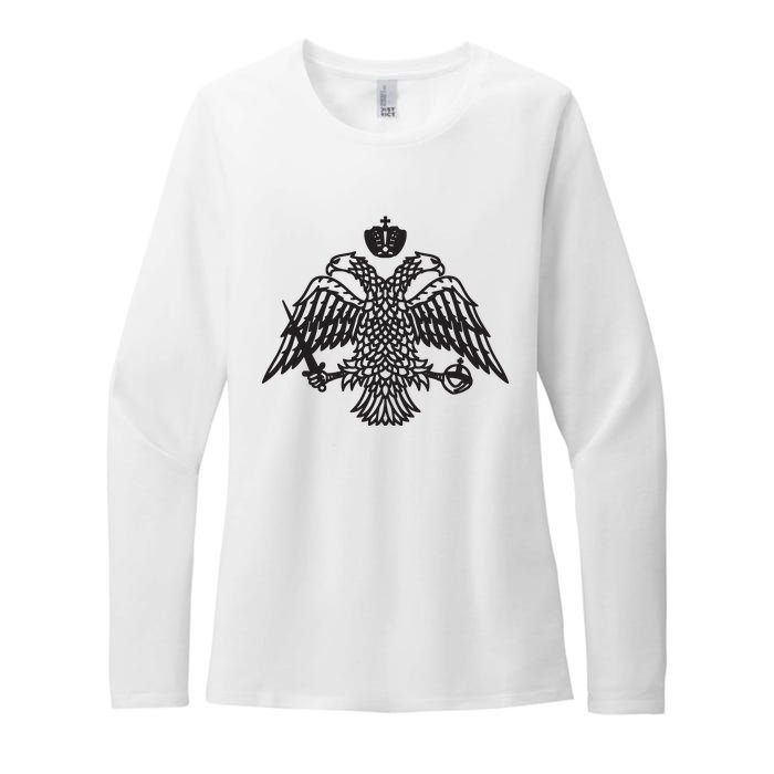 Greece Orthodox Byzantium Cross Nika Eagle Greek Big Chest Womens CVC Long Sleeve Shirt