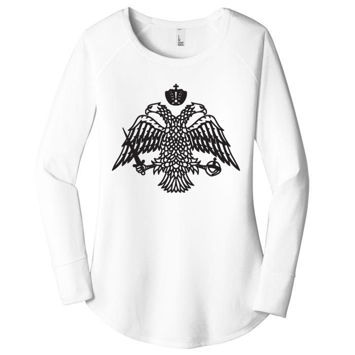 Greece Orthodox Byzantium Cross Nika Eagle Greek Big Chest Women's Perfect Tri Tunic Long Sleeve Shirt