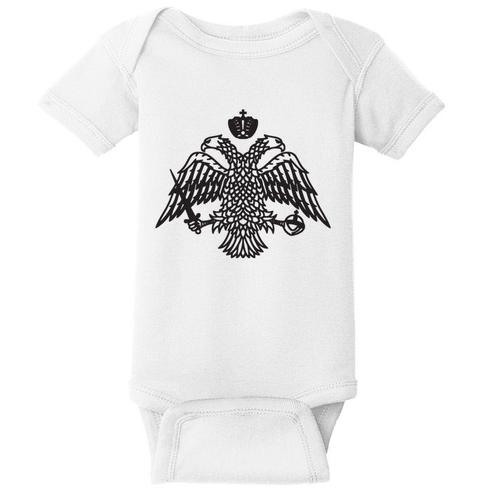 Greece Orthodox Byzantium Cross Nika Eagle Greek Big Chest Baby Bodysuit