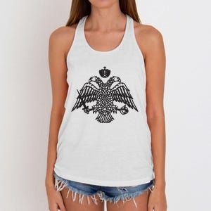 Greece Orthodox Byzantium Cross Nika Eagle Greek Big Chest Women's Knotted Racerback Tank