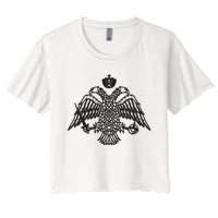 Greece Orthodox Byzantium Cross Nika Eagle Greek Big Chest Women's Crop Top Tee