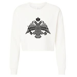 Greece Orthodox Byzantium Cross Nika Eagle Greek Big Chest Cropped Pullover Crew