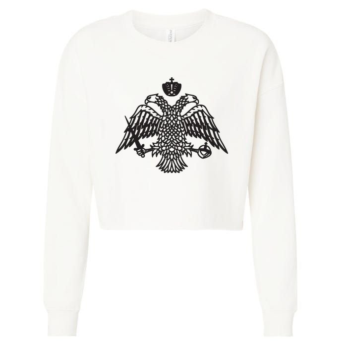 Greece Orthodox Byzantium Cross Nika Eagle Greek Big Chest Cropped Pullover Crew