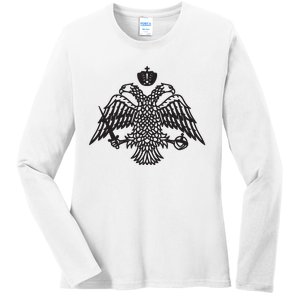 Greece Orthodox Byzantium Cross Nika Eagle Greek Big Chest Ladies Long Sleeve Shirt