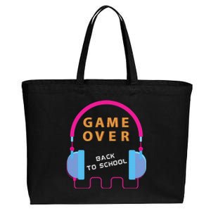 Game Over Back To School Funny Graphic Tee Gamer Teens Great Gift Cotton Canvas Jumbo Tote