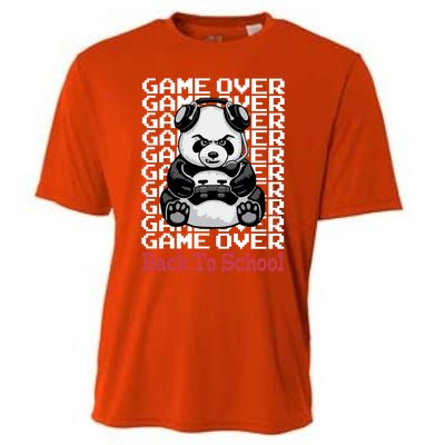 Game Over Back To School Funny Panda Bear Gamer Controller Funny Gift Cooling Performance Crew T-Shirt