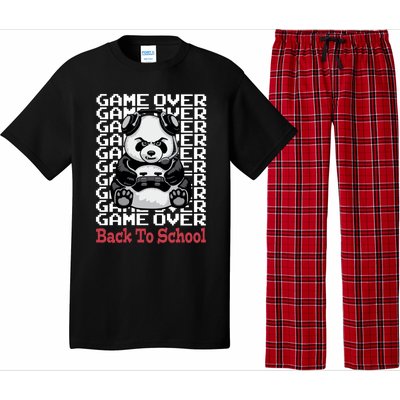 Game Over Back To School Funny Panda Bear Gamer Controller Funny Gift Pajama Set