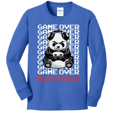 Game Over Back To School Funny Panda Bear Gamer Controller Funny Gift Kids Long Sleeve Shirt