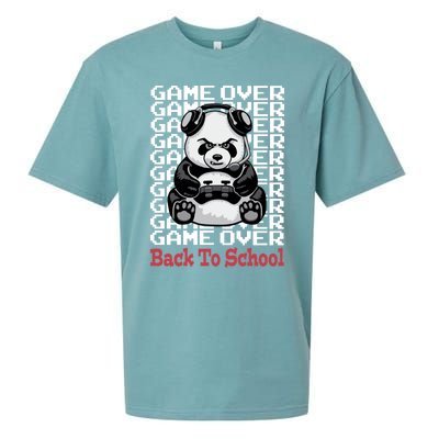 Game Over Back To School Funny Panda Bear Gamer Controller Funny Gift Sueded Cloud Jersey T-Shirt