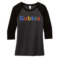 Gobble Classic Colorful Logo Women's Tri-Blend 3/4-Sleeve Raglan Shirt