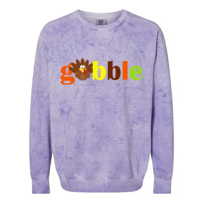 Gobble Cute Turkey Thanksgiving Colorblast Crewneck Sweatshirt