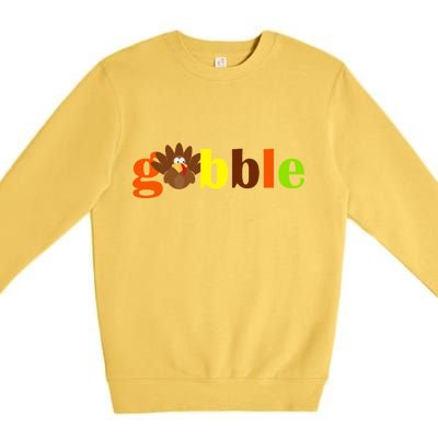 Gobble Cute Turkey Thanksgiving Premium Crewneck Sweatshirt