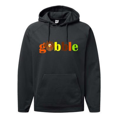 Gobble Cute Turkey Thanksgiving Performance Fleece Hoodie