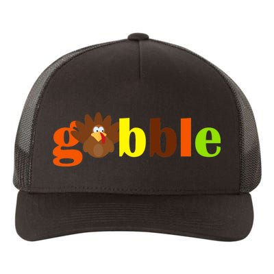 Gobble Cute Turkey Thanksgiving Yupoong Adult 5-Panel Trucker Hat