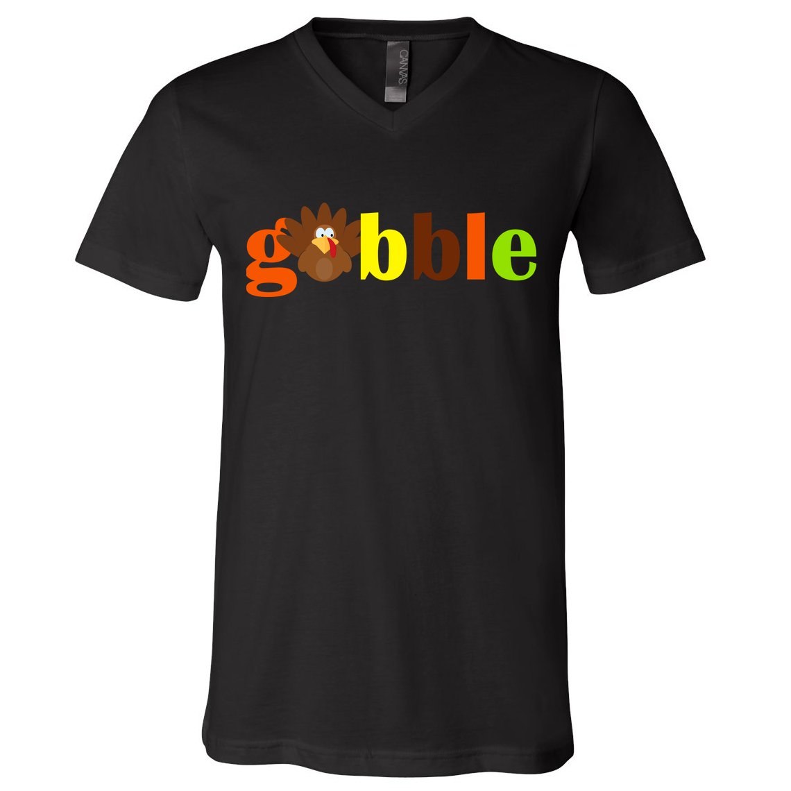 Gobble Cute Turkey Thanksgiving V-Neck T-Shirt