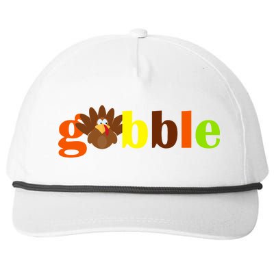 Gobble Cute Turkey Thanksgiving Snapback Five-Panel Rope Hat