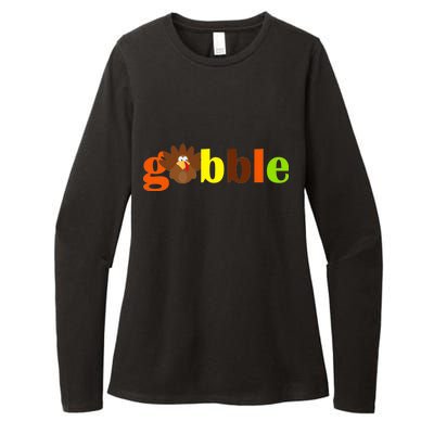 Gobble Cute Turkey Thanksgiving Womens CVC Long Sleeve Shirt