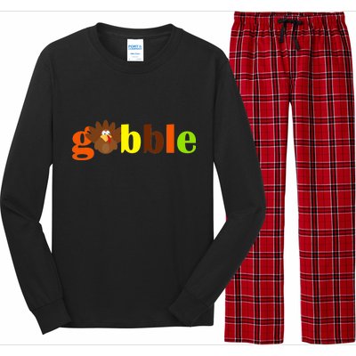 Gobble Cute Turkey Thanksgiving Long Sleeve Pajama Set