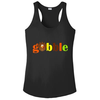 Gobble Cute Turkey Thanksgiving Ladies PosiCharge Competitor Racerback Tank