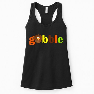 Gobble Cute Turkey Thanksgiving Womens Tank Top