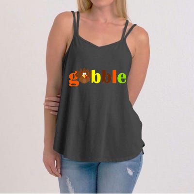 Gobble Cute Turkey Thanksgiving Women's Strappy Tank