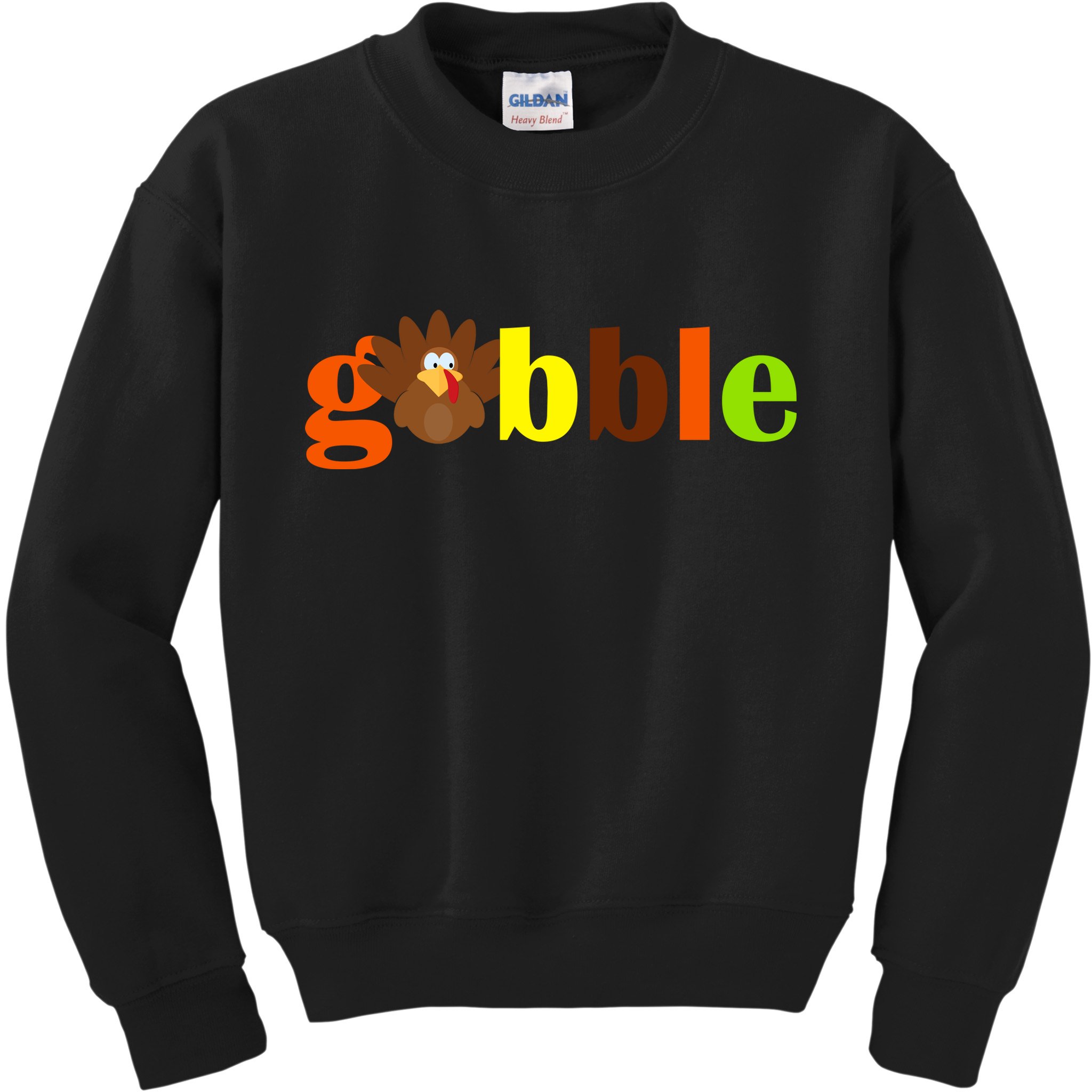 Gobble Cute Turkey Thanksgiving Kids Sweatshirt