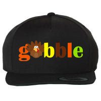 Gobble Cute Turkey Thanksgiving Wool Snapback Cap