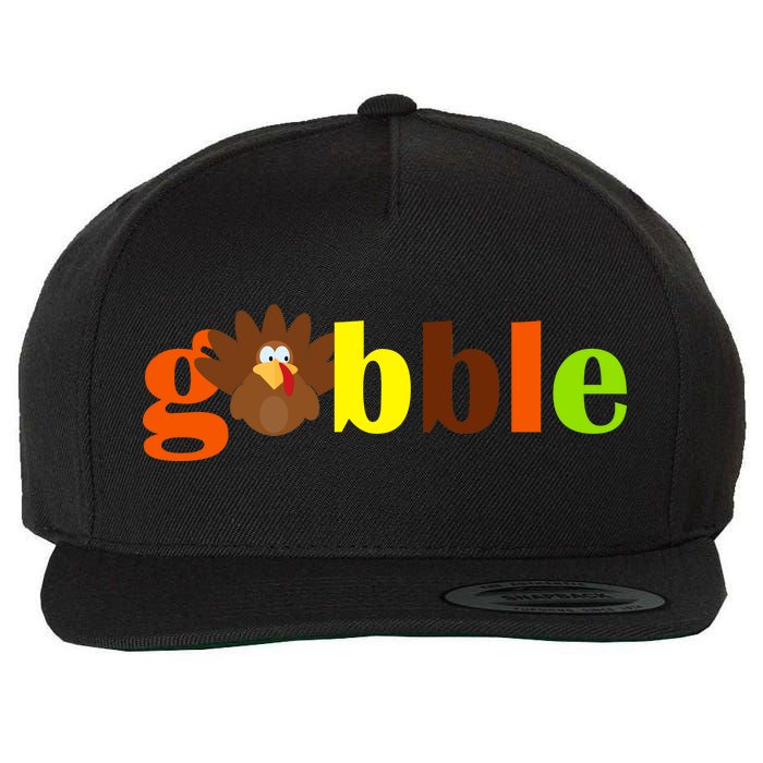 Gobble Cute Turkey Thanksgiving Wool Snapback Cap