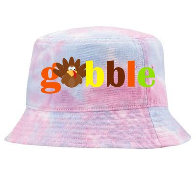 Gobble Cute Turkey Thanksgiving Tie-Dyed Bucket Hat