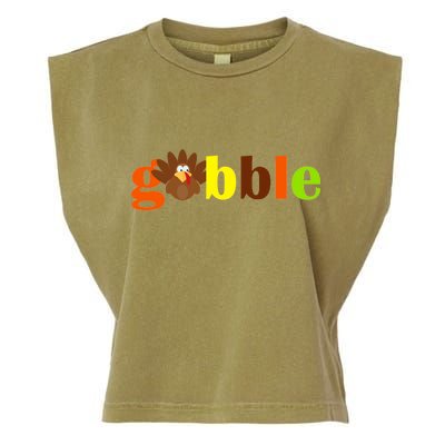 Gobble Cute Turkey Thanksgiving Garment-Dyed Women's Muscle Tee