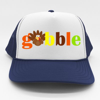 Gobble Cute Turkey Thanksgiving Trucker Hat