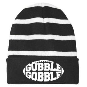 Gobble Gobble Football Striped Beanie with Solid Band