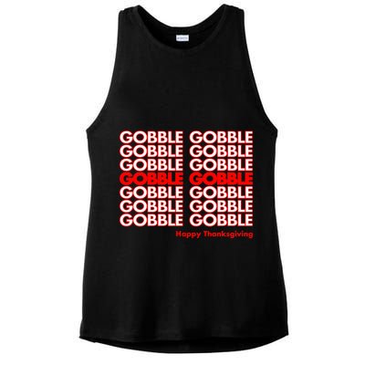 Gobble Gobble Retro Happy Thanksgiving Ladies PosiCharge Tri-Blend Wicking Tank
