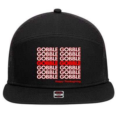 Gobble Gobble Retro Happy Thanksgiving 7 Panel Mesh Trucker Snapback Hat