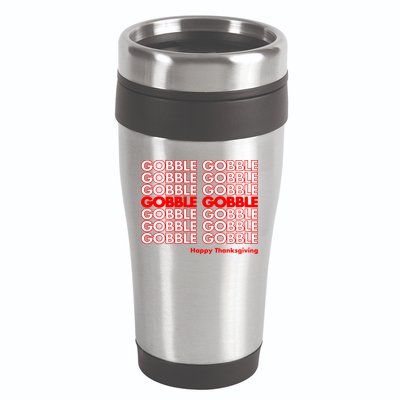 Gobble Gobble Retro Happy Thanksgiving 16oz Travel Tumbler