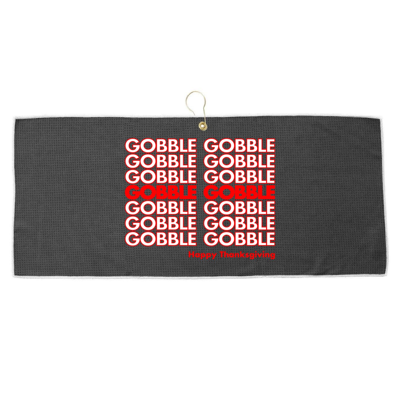 Gobble Gobble Retro Happy Thanksgiving Large Microfiber Waffle Golf Towel