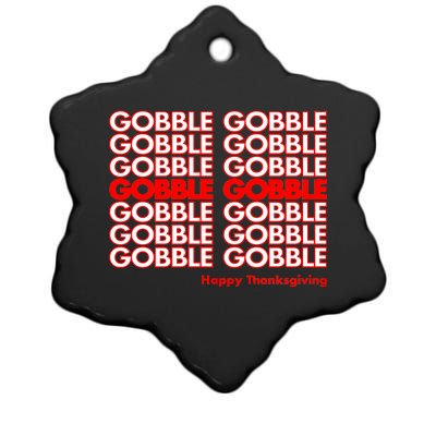 Gobble Gobble Retro Happy Thanksgiving Ceramic Star Ornament