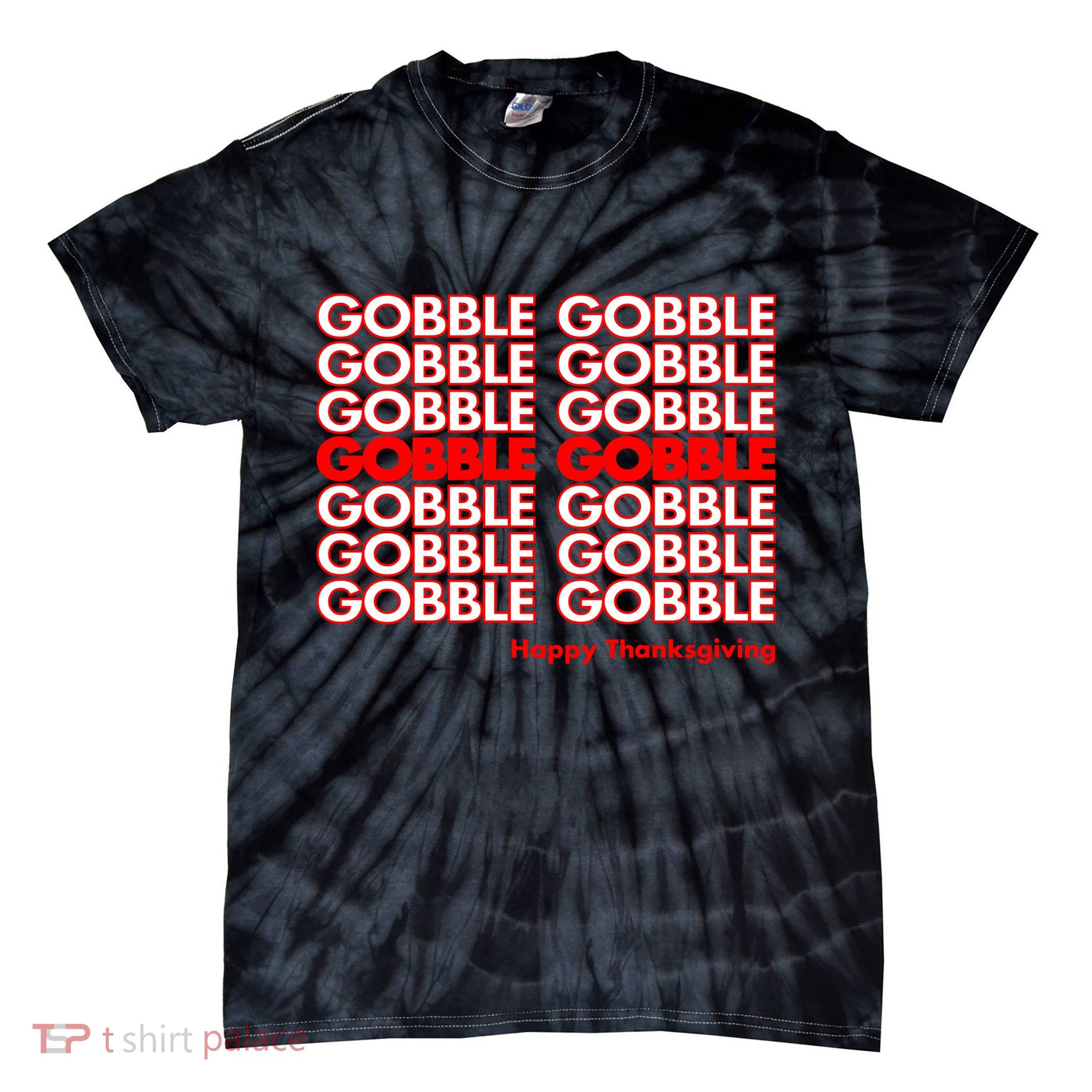 Gobble Gobble Retro Happy Thanksgiving Tie-Dye T-Shirt