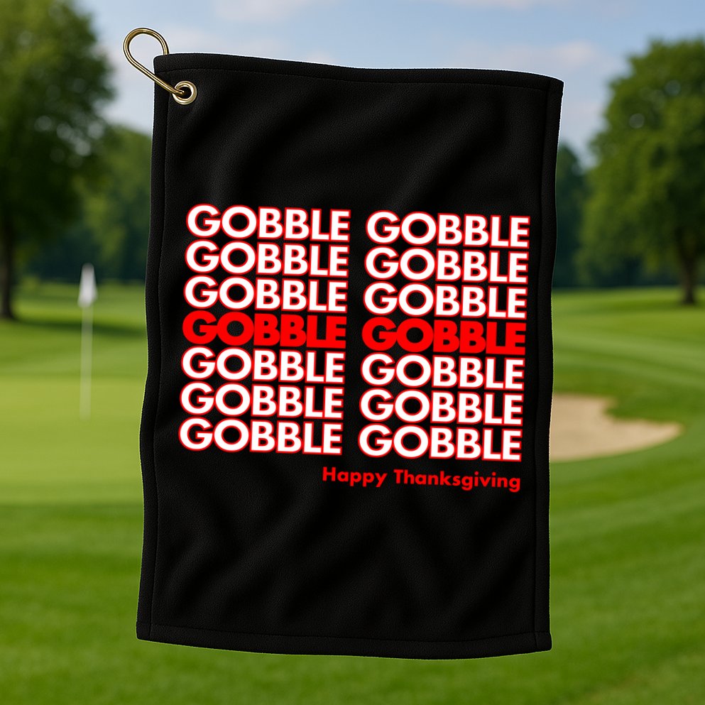 Gobble Gobble Retro Happy Thanksgiving Golf Towel
