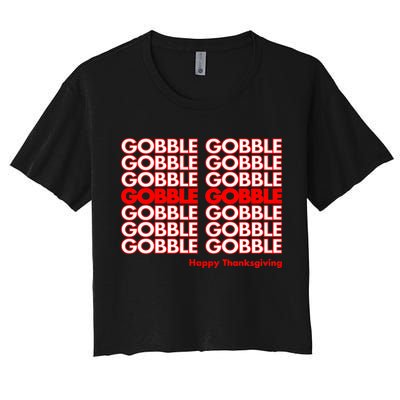 Gobble Gobble Retro Happy Thanksgiving Crop Top