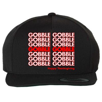 Gobble Gobble Retro Happy Thanksgiving Wool Snapback Cap