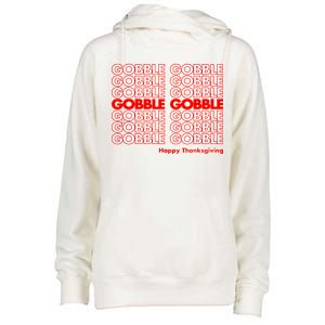 Gobble Gobble Retro Happy Thanksgiving Womens Funnel Neck Pullover Hood