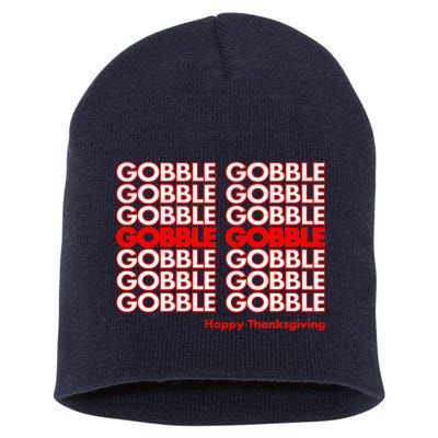 Gobble Gobble Retro Happy Thanksgiving Short Acrylic Beanie