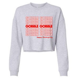 Gobble Gobble Retro Happy Thanksgiving Cropped Pullover Crew