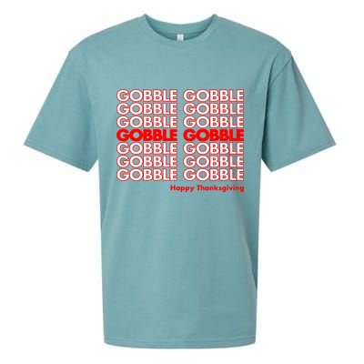 Gobble Gobble Retro Happy Thanksgiving Sueded Cloud Jersey T-Shirt