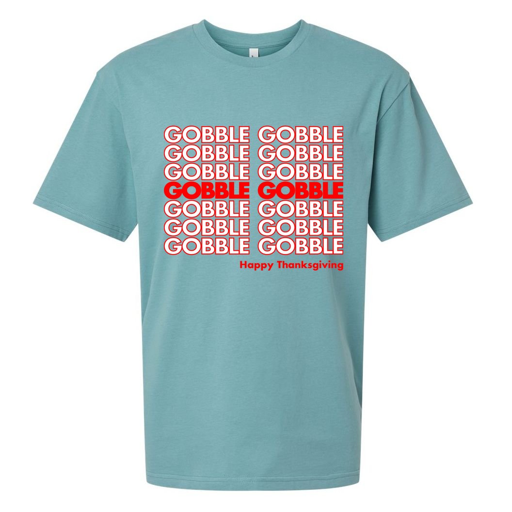 Gobble Gobble Retro Happy Thanksgiving Sueded Cloud Jersey T-Shirt