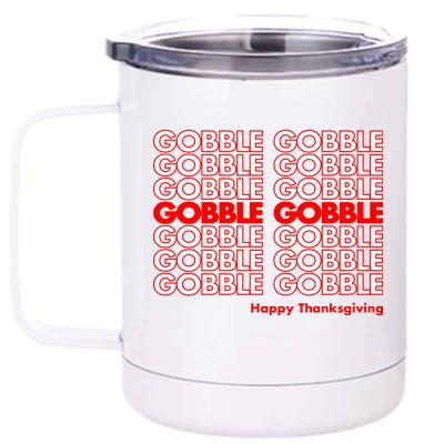 Gobble Gobble Retro Happy Thanksgiving 12 oz Stainless Steel Tumbler Cup