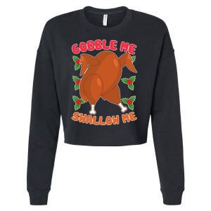 Gobble Me Swallow Me Dancing Turkey Cropped Pullover Crew