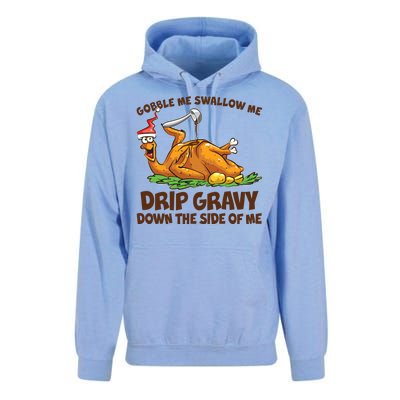 Gobble Swallow Me Drip Gravy Down The Side Of Me Turkey Unisex Surf Hoodie