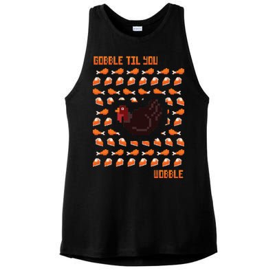 Gobble Til You Wobble Ladies PosiCharge Tri-Blend Wicking Tank